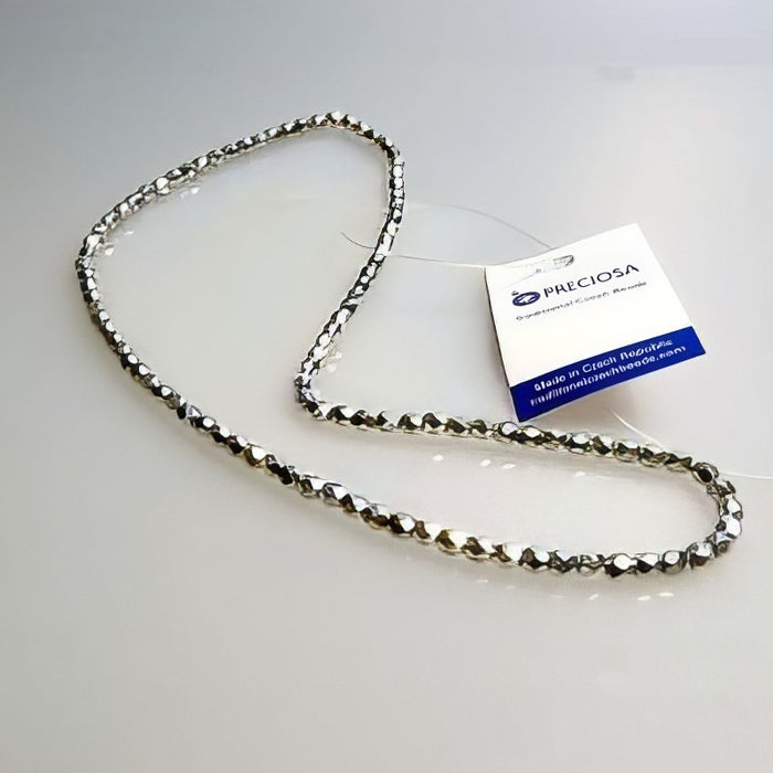 Glas rund Facetiert silber 3mm 1 Strang