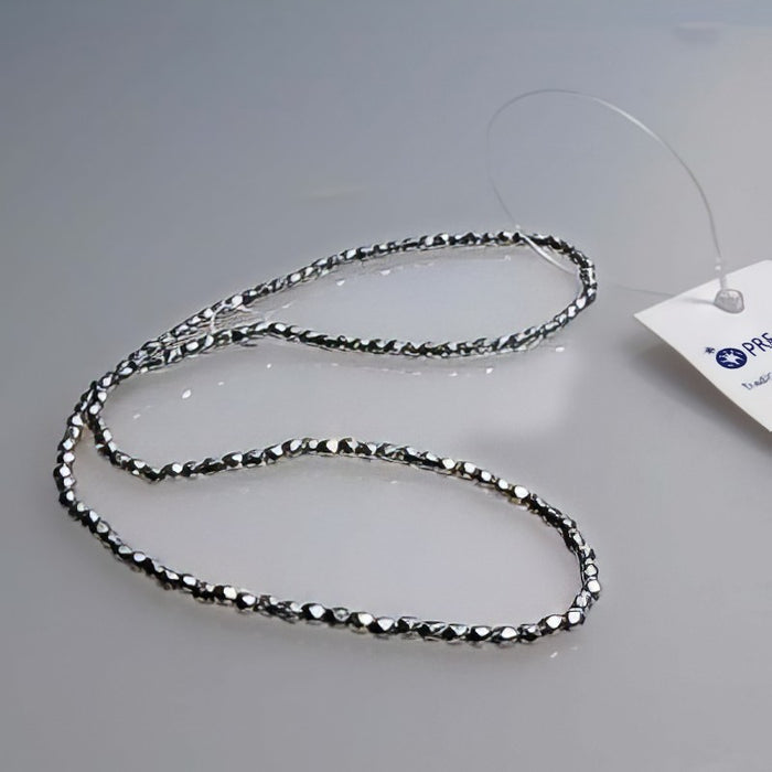 Glas rund Facetiert silber 4mm 1 Strang