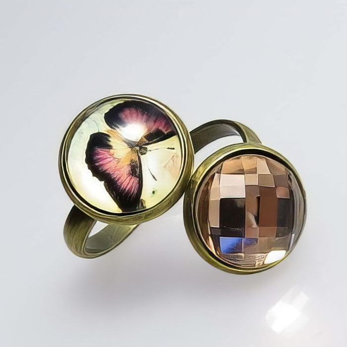 Bastelset Ring Schmetterling vintage rose 1 Set