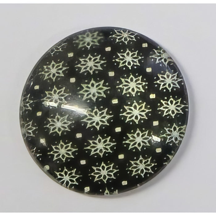 Cabochon en verre avec motif 25 mm noir et blanc, 1 pièce