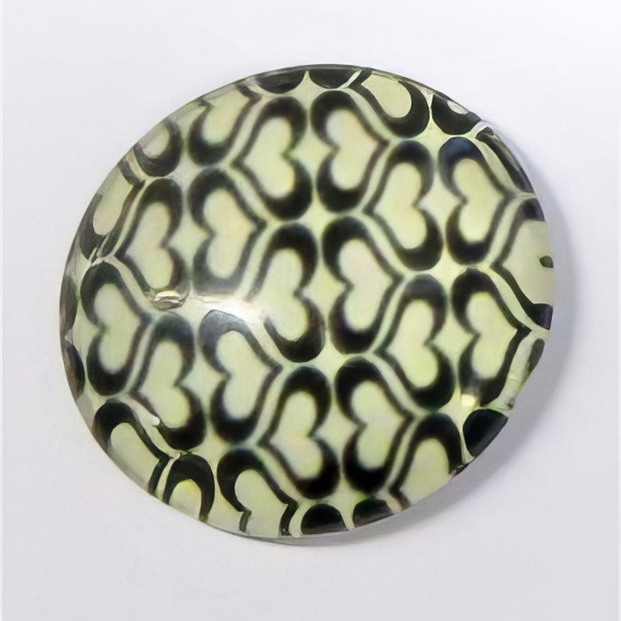 Cabochon en verre avec motif 25 mm noir et blanc, 1 pièce