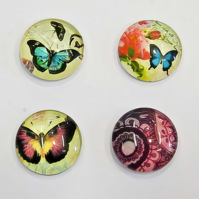 Glas Cabochon Schmetterlinge 12mm Mix 10 Stk. im Dösli