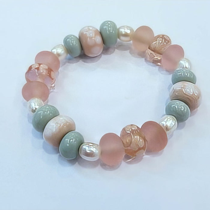 Armband Soft Color lachs/grün mit Süsswasserperlen