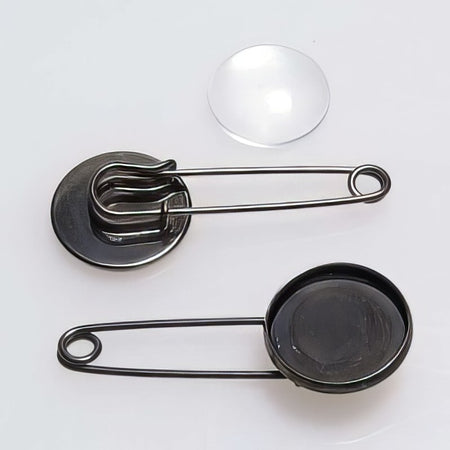 Sicherheitsnadel Cabochon anthrazit inkl. 16mm Glas 1 Stück
