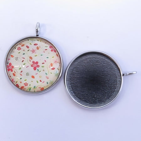 Anhänger Cabochon Edelstahl mit 16mm Glas 1 Stück