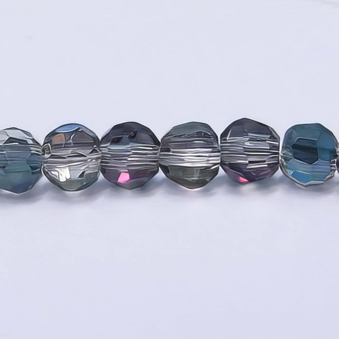 Glas rund Facetiert multicolor AB 3mm 1 Strang