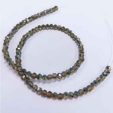 Glas rund Facetiert oliv AB 3mm 1 Strang – Bild 2