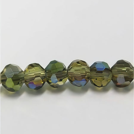 Glas rund Facetiert oliv AB 3mm 1 Strang