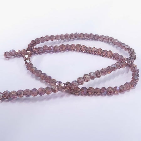 Glas rund Facetiert amethyst AB 3mm 1 Strang – Bild 2