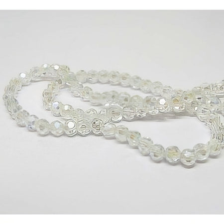 Glas rund Facetiert klar AB 4mm 1 Strang