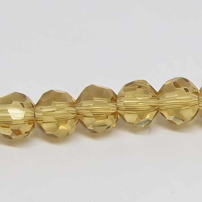 Glas rund facettiert citrin farben  4mm 1 Strang