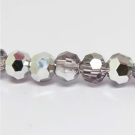 Glas rund facettiert hellamethyst/silber  4mm 1 Strang