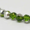 Glas rund facettiert grün/silber  4mm 1 Strang
