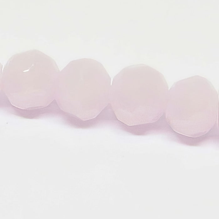 Glas rund facettiert alabaster rosa  4mm 1 Strang