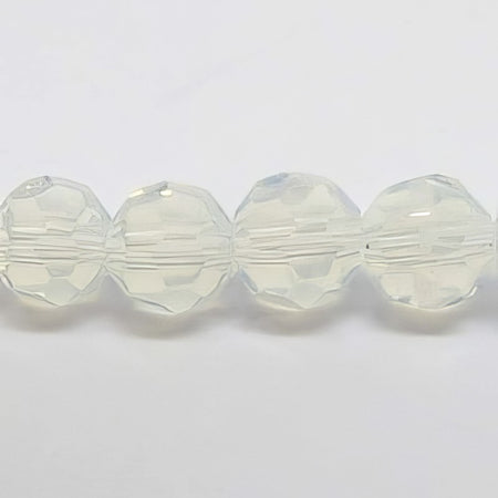 Glas rund facettiert opalith weiss 4mm 1 Strang