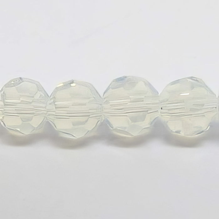Glas rund facettiert opalith weiss 4mm 1 Strang