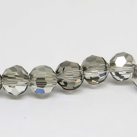 Glas rund facettiert grau 4mm 1 Strang