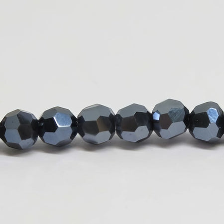 Glas rund facettiert antrazith 4mm 1 Strang