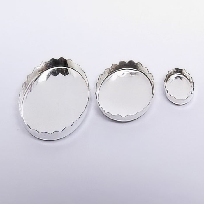 Bezel Schälchen oval fein Silber 6x4mm 5 stk.