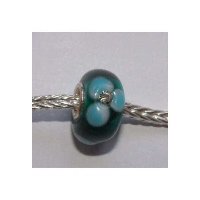 Easy style Perle 925 blaugrün Blume Strass 1 Stück