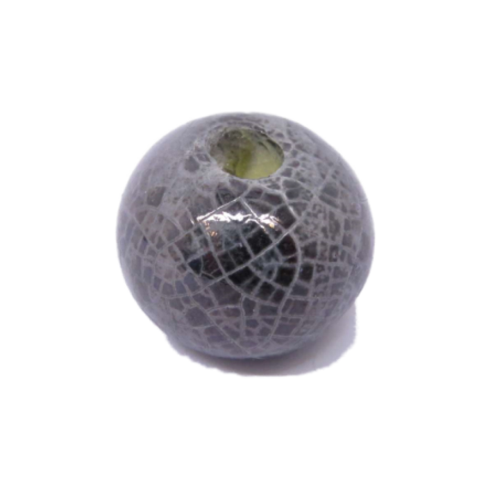 Keramikperle schwarz krakeliert 16mm 1 Stück