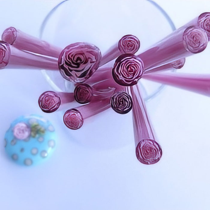 Rosenmurrini Pinklady Rosa Handmade ca 10cm 4-6mmØ – Bild 2