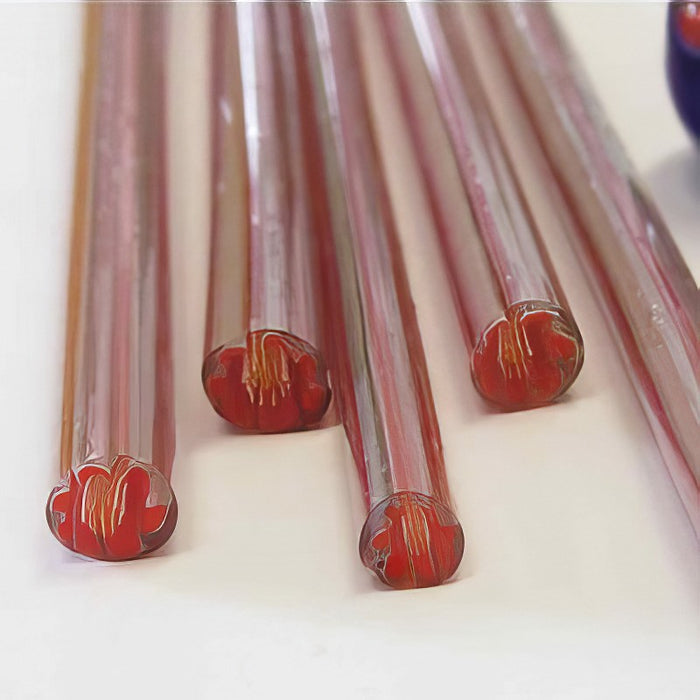 Murrini rot /grau 100% Handmade  ca. 3-5mmØ 10cm – Bild 2