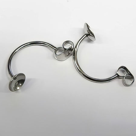 Ohrstecker Hinterteil mit 6mm Schale Edelstahl 20 Paar