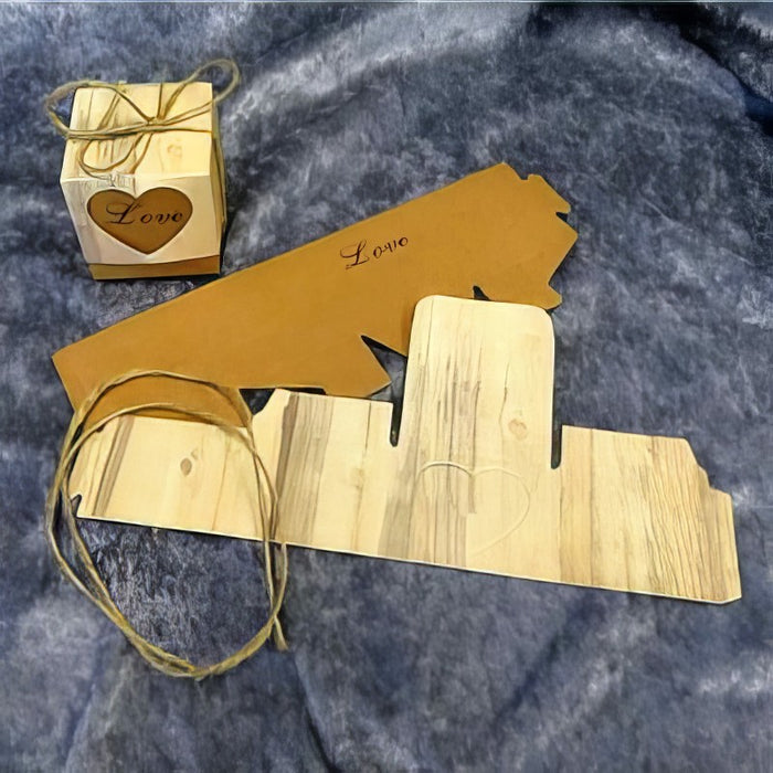 Box Love Holz look 5x5cm 10Stk.