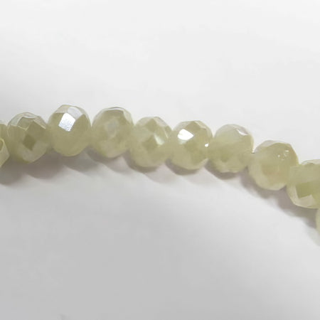 Glas rund Facetiert creme 4x3mm 1 Strang