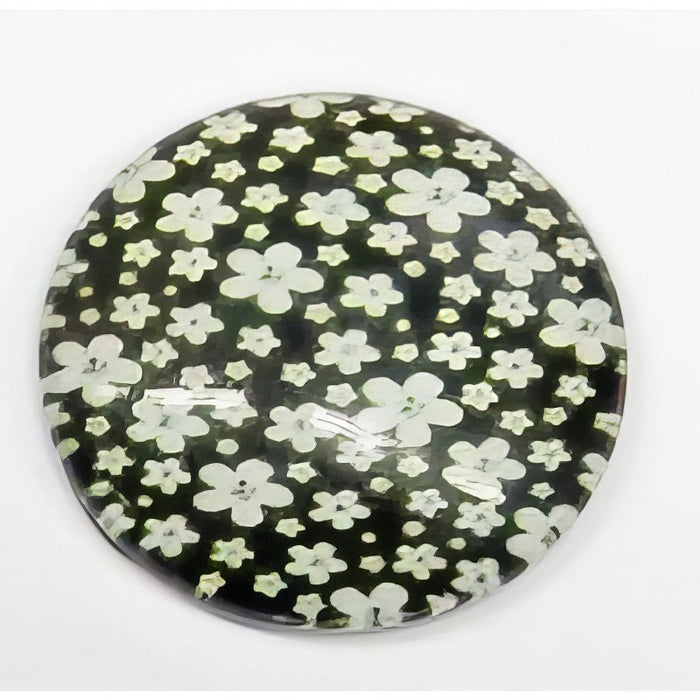 Cabochon en verre avec motif 25 mm noir et blanc, 1 pièce