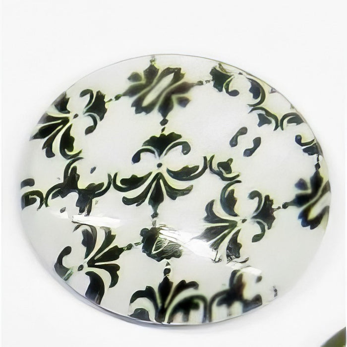 Cabochon en verre avec motif 25 mm noir et blanc, 1 pièce
