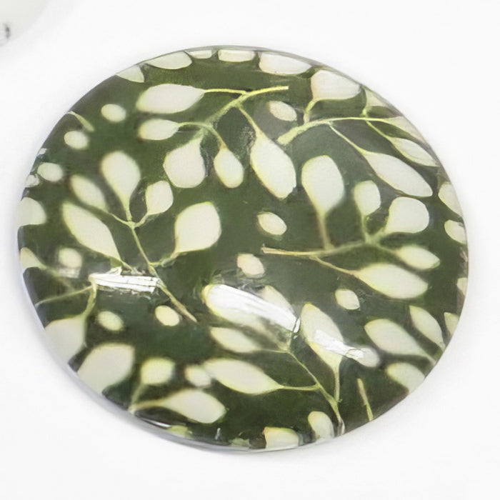 Cabochon en verre avec motif 25 mm noir et blanc, 1 pièce