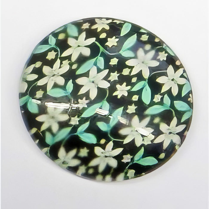Cabochon en verre avec motif 25 mm noir et blanc, 1 pièce