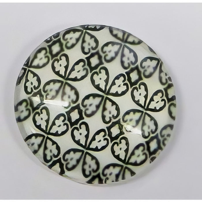Cabochon en verre avec motif 25 mm noir et blanc, 1 pièce