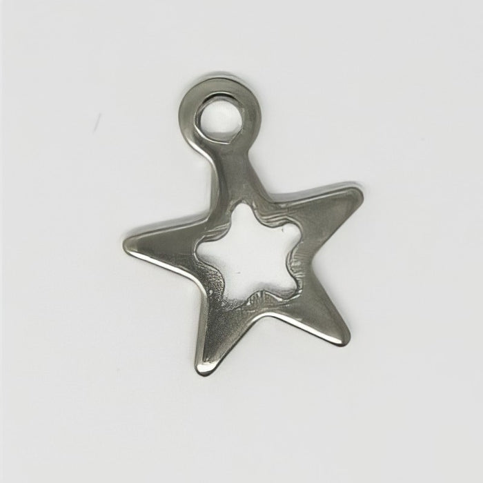 Anhänger Edelstahl stern offen  11x9x10x0.8mm