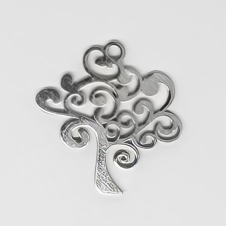 Anhänger Edelstahl  Schnörkel Baum 20.6x20.3x1mm