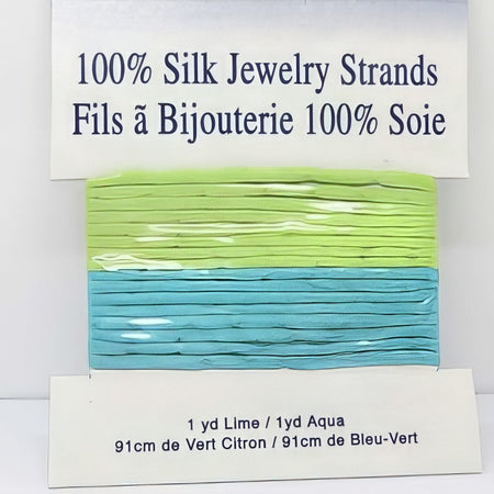 Seidenbändchen 3mm blau grün je 1 Stück 91cm