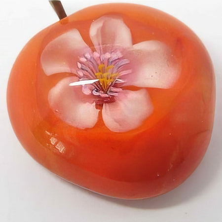 Murrini rosa-weisse Blume Handmade ca 10cm 3-5mmØ