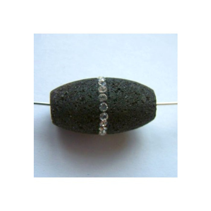Lavaperle Olive schwarz 22 x 12mm mit Swarovski) 1 Stück