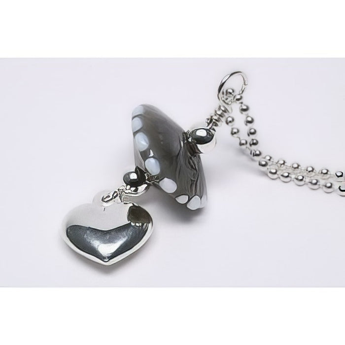 Kette Muranoglas Konus grau Herz Silber 925