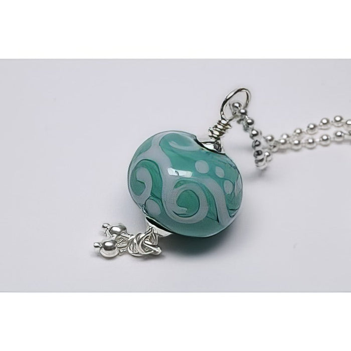 Kette 90 cm Muranoglas Perle türkis Silber 925
