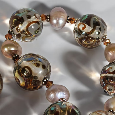 Kette Muranoglas Gold klar Swarovski Silber 925 – Bild 2