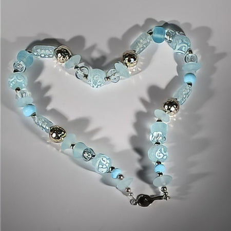 Kette Muranoglas Eis Handmade Silber 925