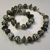 Kette Muranoglas grau Punkte weiss Silber
