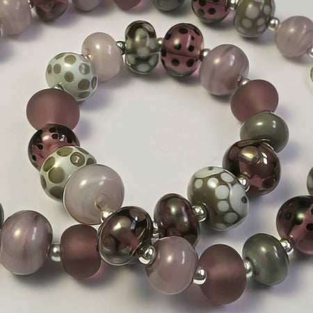Kette Muranoglas violette Punkte weiss Silber – Bild 2