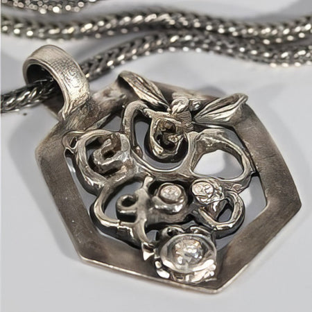 Kette Silberanhänger Rosen Hexagon handgemacht – Bild 2