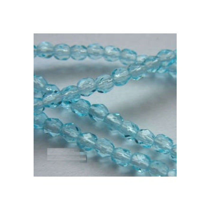 Glas rund Facetiert iceblau 3x3.5mm 1 Strang