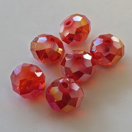 Glas Abacco Rondelle rot AB 12x8mm 1Stück