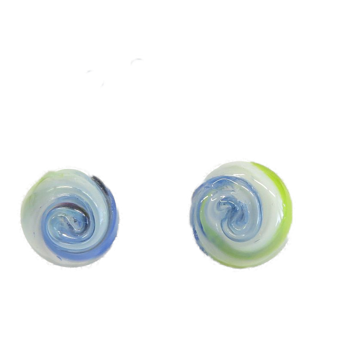 Ohrstecker Chirurgenstahl grün blau swirl handgemacht – Bild 2